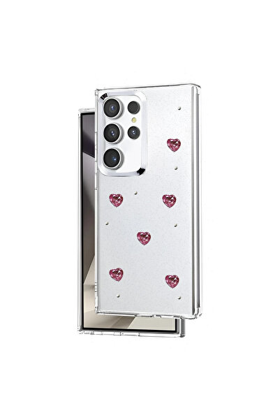 UnDePlus غطاء شفاف لهاتف سامسونج جالاكسي S25 ألترا مع نقش بارز ونمط لامع على شكل فيونكة