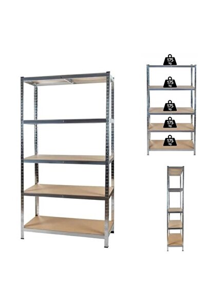 PROCART Metal shelf with 5 shelves, capacity 175kg/shelf, total 875 kg, steel frame, 180X90X40 cm