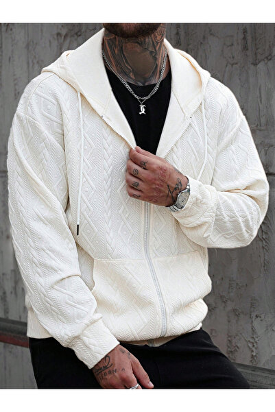 Take Two By Styli Men Textured Zip Up Hooded Jacket