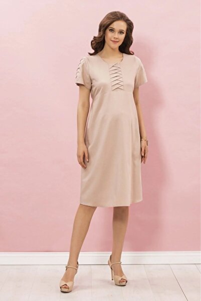 Desen Hamile Giyim Houndstooth Fabric Shaped Short Maternity Dress