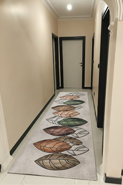 VOPTEKS Kahverengi Halı Yolluk Makinede Yıkanabilir Halı Kaymaz Taban Halı