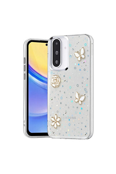 UnDePlus غطاء حماية لهاتف سامسونج جالاكسي A26 شفاف مع نقش بارز ونمط لامع على شكل فيونكة