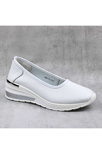 mm Women's moccasins, practical and lightweight, made of natural leather AW175-WHITE