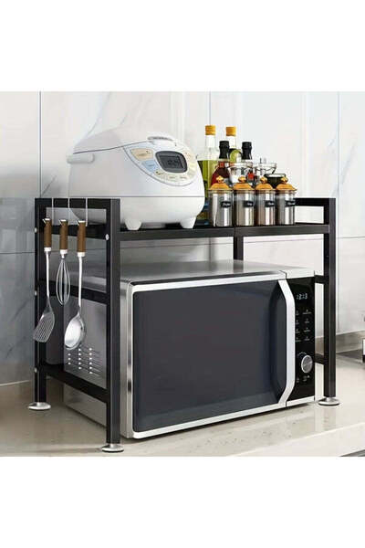 Sanlux Raft metalic cuptor cu microunde, negru, etajera ajustabila, organizat...