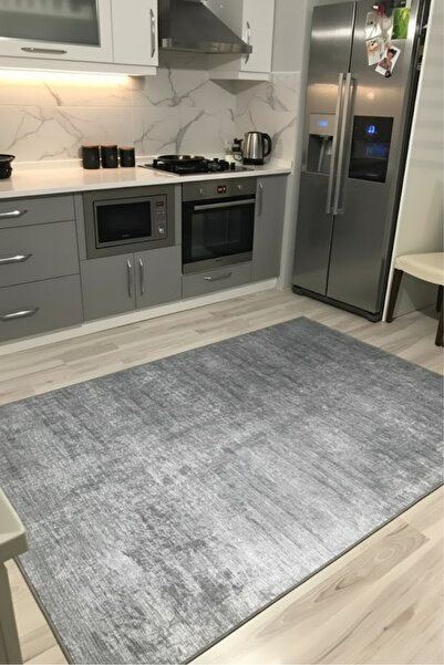 VOPTEKS Gri Halı Mutfak Halısı Makinede Yıkanabilir Halı Kaymaz Taban Halı