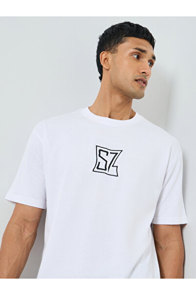 Styli Men Oversized Embroidered Crew Neck T-Shirt