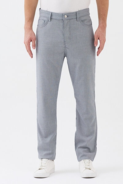 EXPIER Men's Gabardine Striped Cotton Regular Fit Comfortable Cut Blue Trouse...