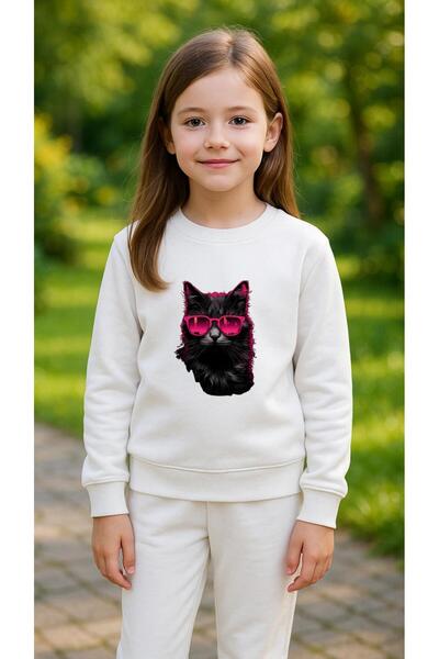 playwear Hanorac de echipă ROZ G CAT Imprimat pentru fete și băieți, cu guler...