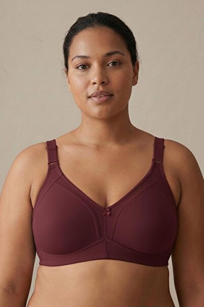 enmodaiçgiyim حمالة صدر نسائية باللون الأحمر الداكن مقاس كبير يبرز انحناءات الجسم خياطة مخفية بدون أسلاك وبدون إسفنج مقاس C مريحة ومريحة