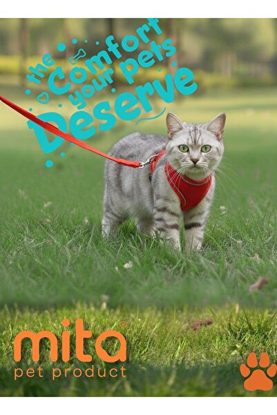 MITA 2-Piece Escape-Proof Cat Leash and Collar Set Red L