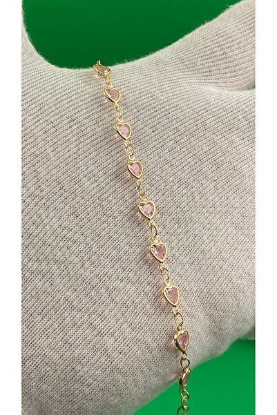 charmove ile kendinizi şımartın Kadın Minimal Pembe Kalpli Zirkon Taşlı Bileklik