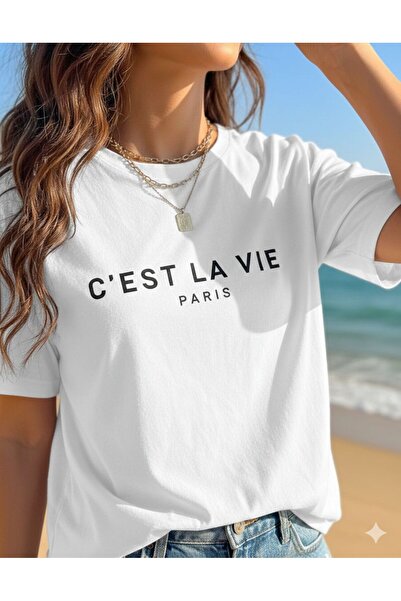 BW Bravely Wear C'EST LA VIE Tricou de bază pentru femei cu imprimeu (tricou)