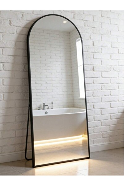 Mtanvxay Arched Full Length Mirror Free Standing Wall-Mounted Black Aluminum Frame for Bathroom