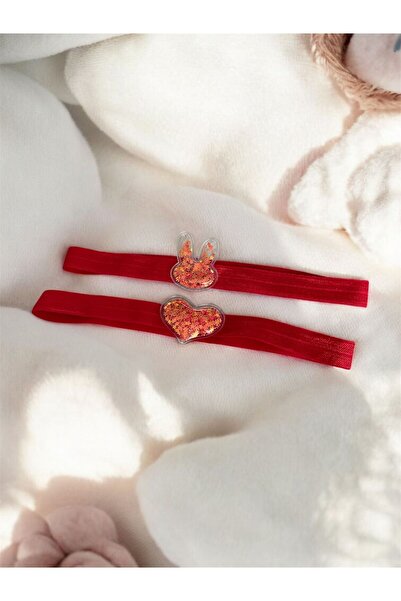 The Cloudish Shop Handmade baby headband bandana 2-pack, red rabbit heart-sha...