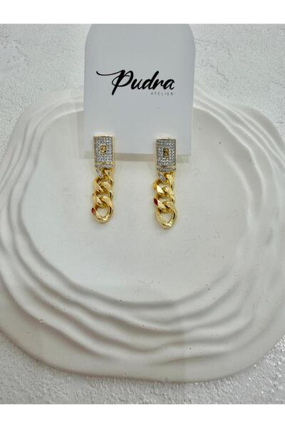 pudra atelier MARKA MUADİL GURMET ZİNCİR SALLANTILI KÜPE 4CM