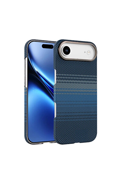 UnDePlus Apple iPhone 17 Air Kılıf Kevlar Desenli Karbon M-Safe Magnetik Şarj...