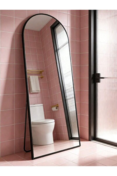 Mtanvxay Black Aluminum Frame Arched Full Length Mirror Free Standing Wall-Mounted for Bathroom Living Room