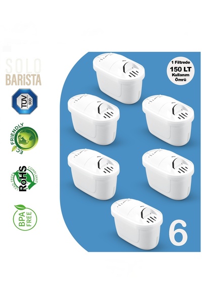 Solo Barista Jugg Uyumlu PurePro Su Arıtma Sürahi Filtresi 6 Adet