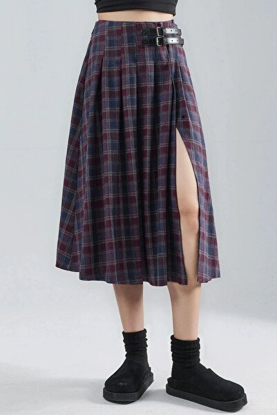 Hiccup Кемер Детально картата плісирована міді спідниця