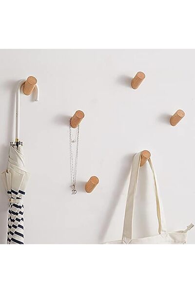 Arabest 6 قطع من خطافات الحائط الخشبية، خطافات من خشب الزان، رف قبعات مثبت عل...