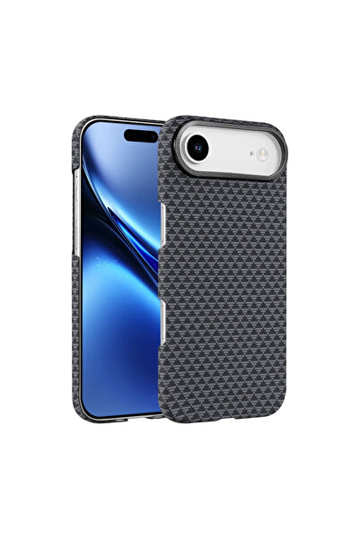 UnDePlus Apple iPhone 17 Air Kılıf Kevlar Desenli Karbon M-Safe Magnetik Şarj...
