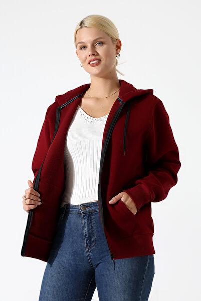 BEDUCA Cardigan That Turns into a Bag When Flipped, Burgundy Three-Thread Zip...