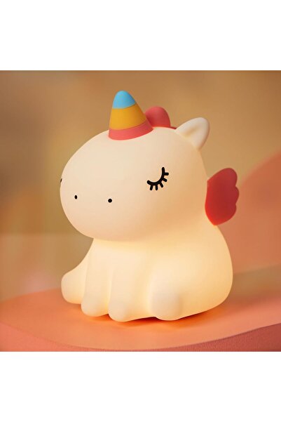 aetcr Şarjlı Silikon Dokunmatik Çocuk Bebek Odası Unicorn Masa Lambası Seviml...