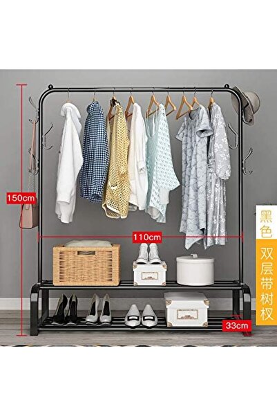 Generic Metal Garment Racks Heavy Duty Indoor Bedroom Cool Clothing Hanger with Top Rod and Lower Storage Sh