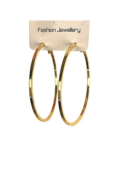 Jewelliss Women's Gold Steel Hoop Earrings 6 cm Lacquer Coated Tarnish Resistant
