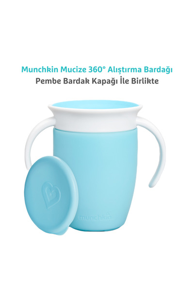 Munchkin Mucize 360° Alıştırma Bardağı, 6ay+, 207ml, Mavi Bardak Kapağı İle B...
