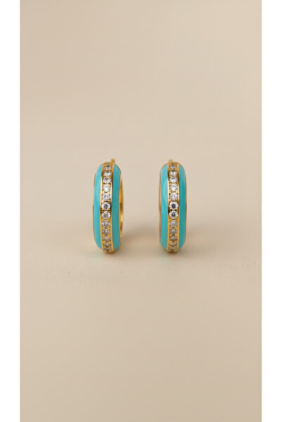 Lune Design 925 Ayar Gümüş Çivili Mavi Mine Üzerine Zirkon Taş Detaylı Halka ...