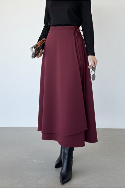 Blue Morpho Fusta din țesătură Puff Scuba cu detaliu de legare