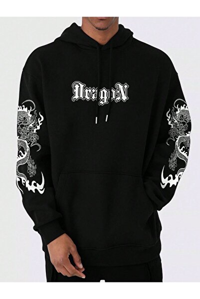 ZEMLİYA Black - Have a Good Mood Every Day Teddy Bear Printed Hoodie Zippered...