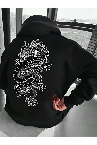 ZEMLİYA Black - Have a Good Mood Every Day Teddy Bear Printed Hoodie Zippered...