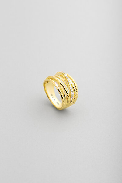 So CHIC... Minimal Zarafet 18 Ayar Sarı Altın Kaplama Gümüş Yüzük