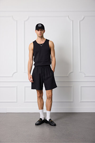 Beyyoglu %100 Keten Beli Lastikli Şort