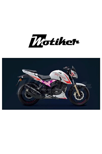 Motiker TVS RTR 200 Orta Şase Sakura Çiçeği Pembe Zemin Tasarım Sticker Etike...