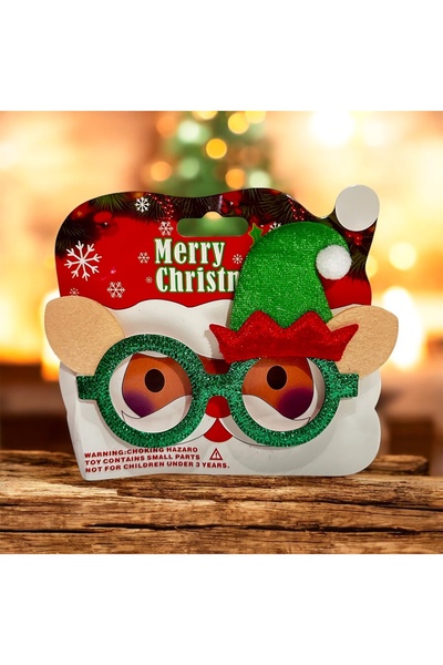 PARTİSERÜVENİ نظارات رأس السنة الجديدة على شكل قبعة سانتا كلوز باللون الأخضر