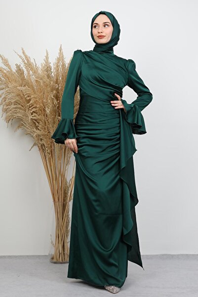 GİYZAMİLA Ilgın Tesettür Evening Dress Emerald