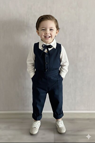 favorimkids Premium Navy Blue Suit Includes Shirt (Long Sleeve)
