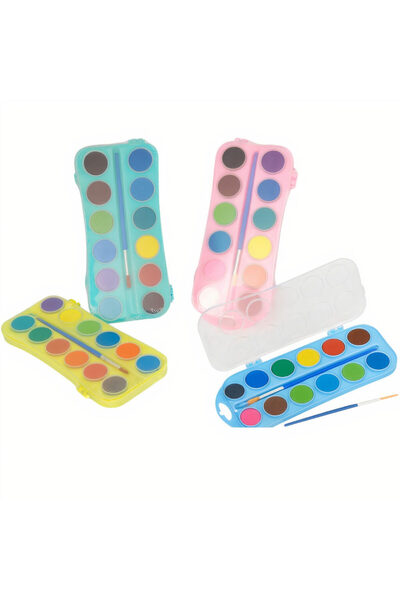 JML1 Acuarele 12 culori 21x8cm cu pensulă, în cutie de plastic colorată