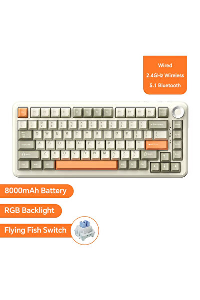 Ajazz Yellow-Fish Switch AK820 Wired With Rotary Volume Buttons Hot-Swappable...