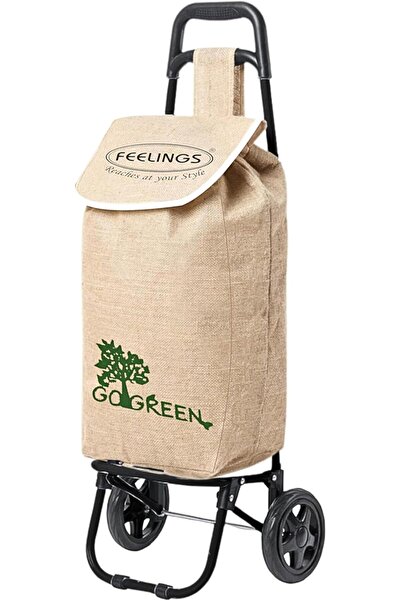 Feelings عربة تسوق قابلة للطي صديقة للبيئة بعجلات - بيج