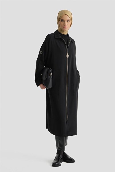 Armine Fermuarlı Ferace Siyah