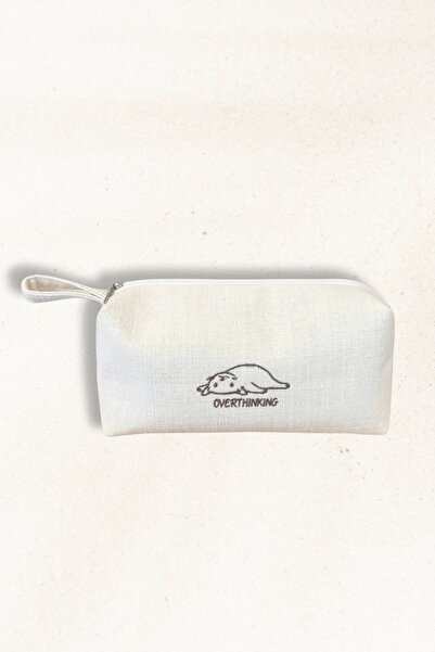 Elegancembroidery Keten Kumaş Nakış Detaylı Küçük El & Makyaj Çantası – Kedi ...