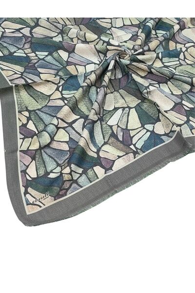mim eşarp Ebruli Winter Patterned Scarf 95X95 cm
