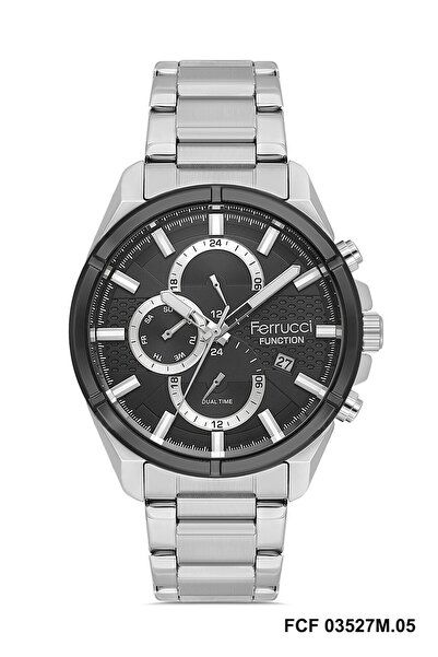 Ferrucci 43 mm Function Men's Wrist Watch with Black Dial Gray Color Adjustab...