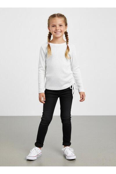 miaras baby Girl's Stone Embellished Gathered Blouse