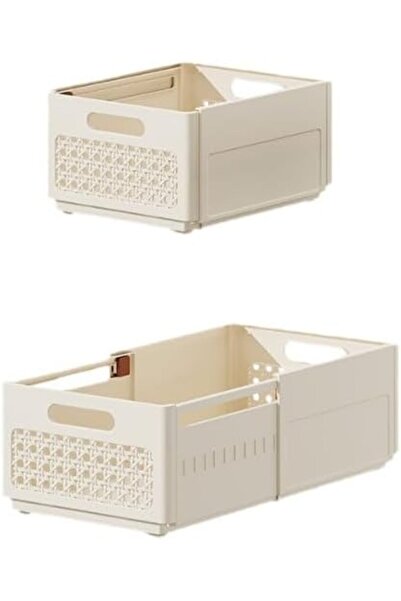 Arabest 2 Pack Expandable Storage Boxes,Plastic Storage Boxes,Stackable,Drawer Storage Divider