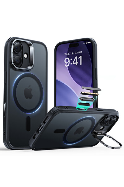 ESR حافظة هجينة كلاسيكية لهاتف آيفون 17 من آبل مع حامل ماجسيف - زر التحكم بالكاميرا - أسود مطفي